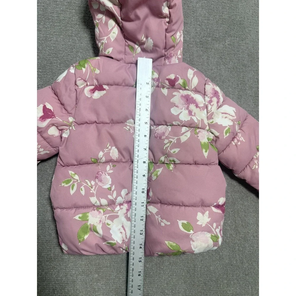 The Childrens Place Jacket Girls 2T Pink‎ Floral Hooded Puffer Coat Winter